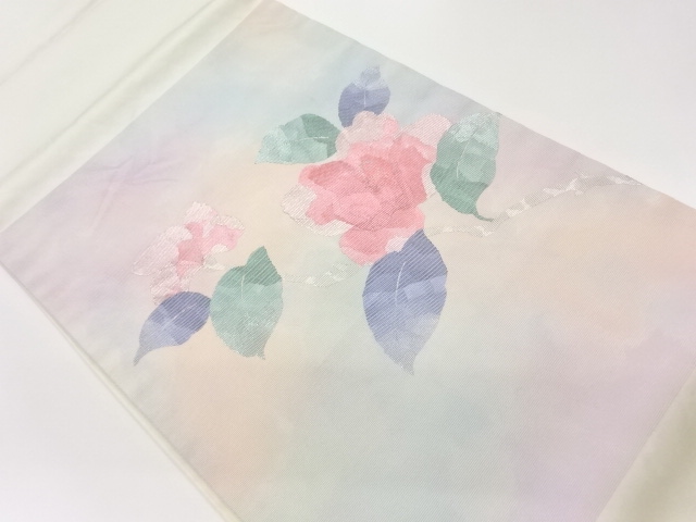 JAPANESE HIRAKI NAGOYA OBI / LEAVES & FLOWER